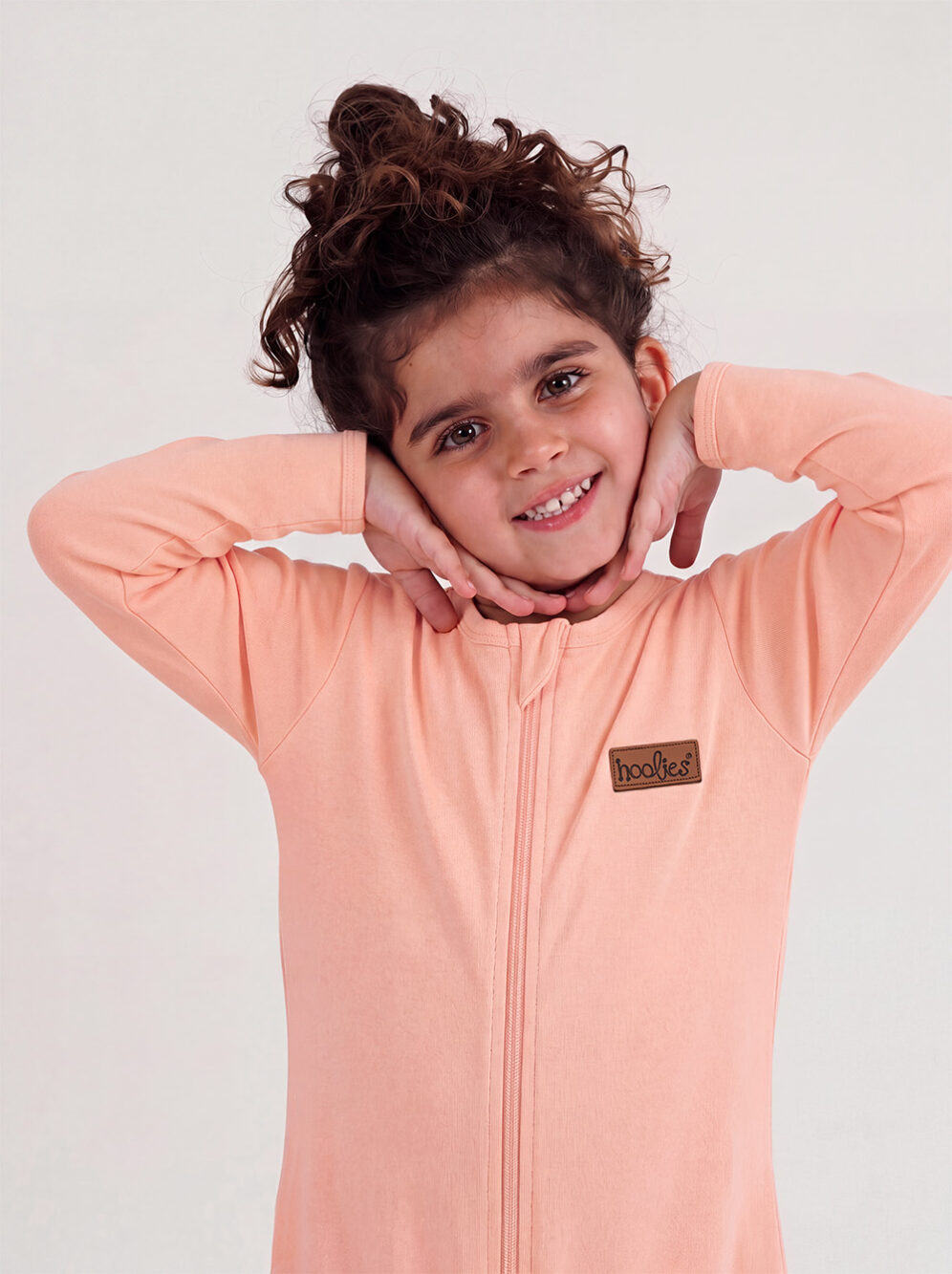 Peach Cotton Onesie Girl Model