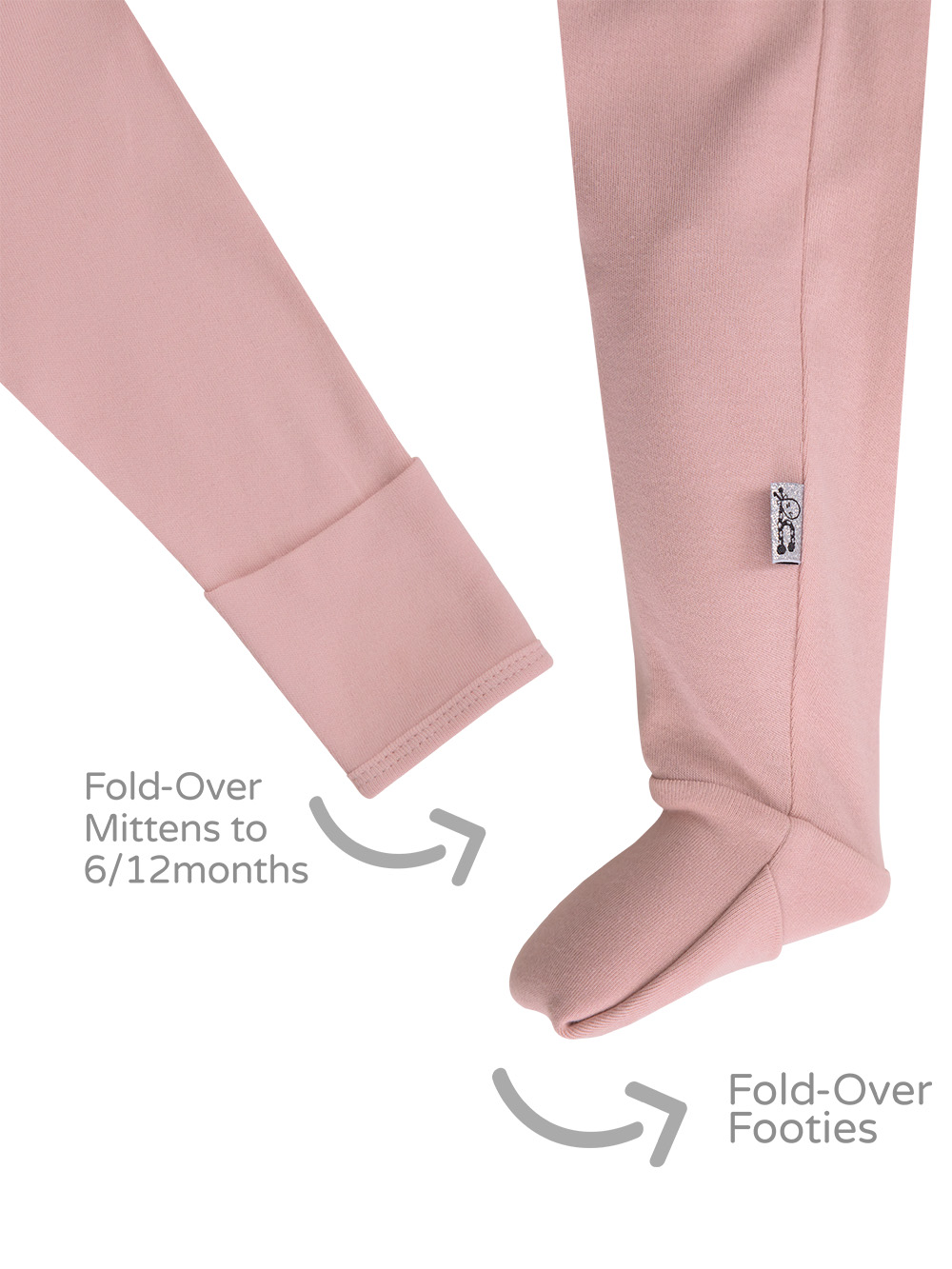 Pink Interlock Cotton Onesie Footie and Mitten