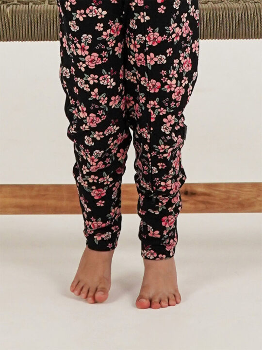 Black Floral Cotton Lycra Onesie Model