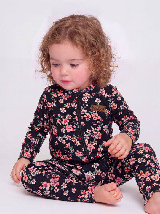 Black Floral Girls Onesie