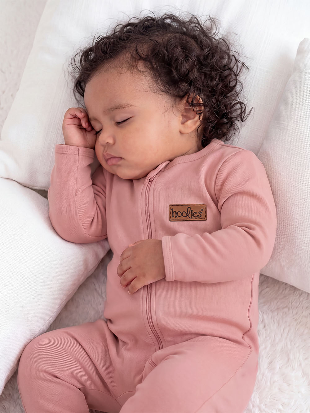 Dusty Pink Cotton Baby Model Onesie