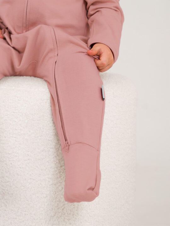 Dusty Pink Cotton Onesie Model Footies