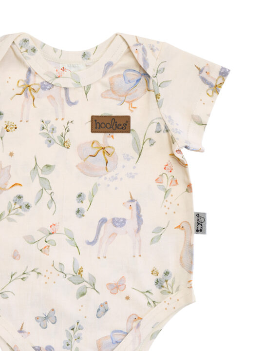 Unicorn Baby Romper Final with allover print binding Detail