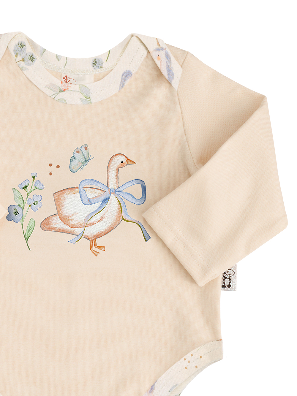 Unicorn Swans Sleeved Romper Close up
