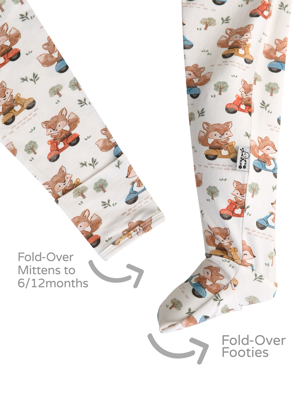 26SFN Scooter Fox Onesie Footie and Mitten