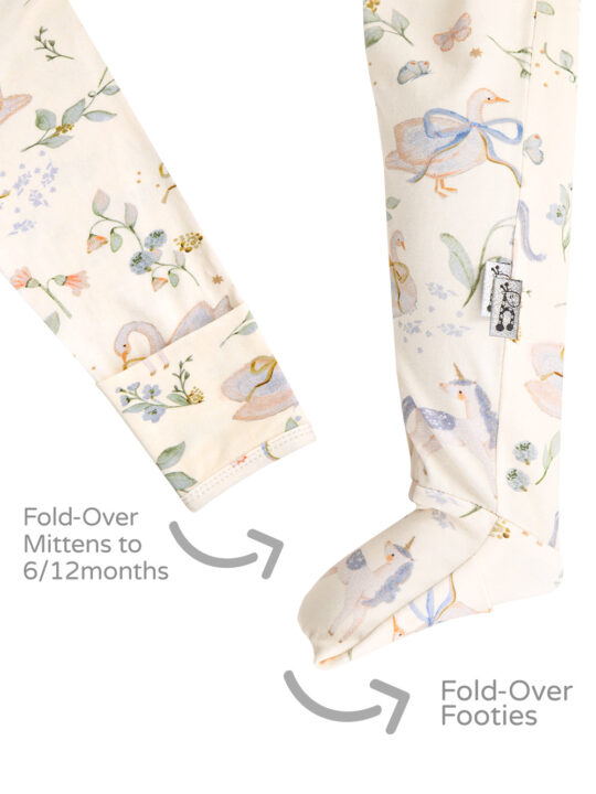 26SUO Unicorn Swans Newborn Onesie Footie and Mitten