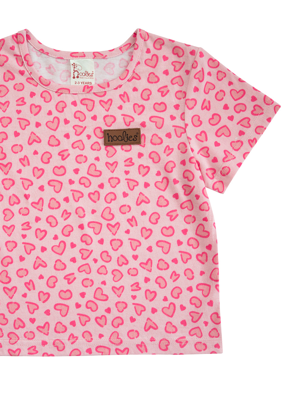 Leopard Print Hearts Girls Jammies Set Detail