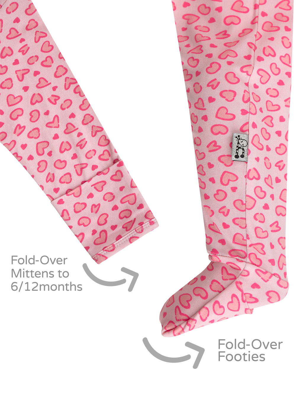 Leopard Print Hearts Onesie Footie and Mitten