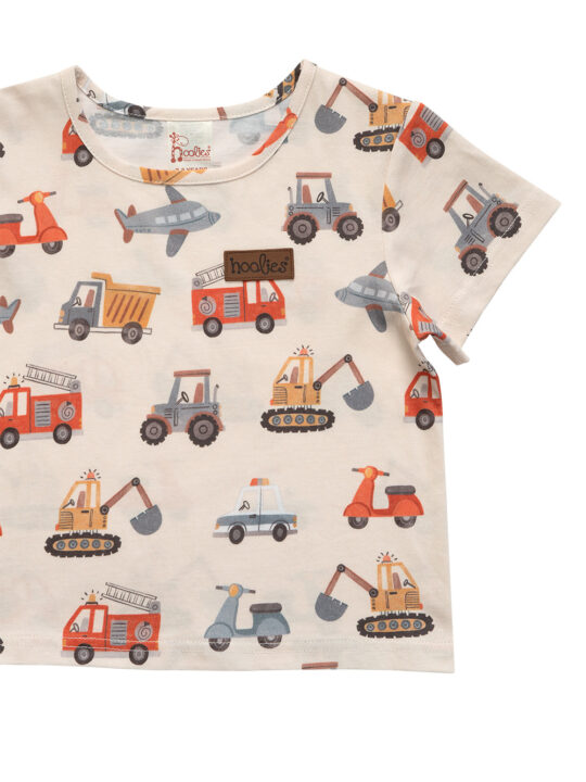 Vroom and Zoom Transport Boys Summer Jammies Detail