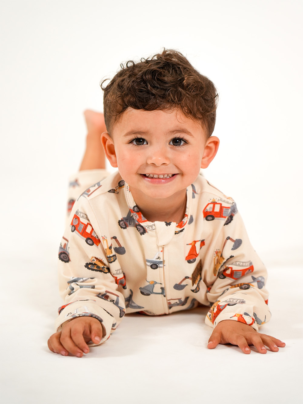 Vroom and Zoom Transport Cotton Onesie Model2